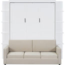 Queen Size Murphy Bed Wall Bed with Sofa,White