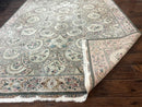Pak Persian Rug 9x12, Wool with Silk Highlights, European Design, Floral, Green