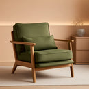 Green Luxury Upholstered Armchair With Lumbar Pillow
