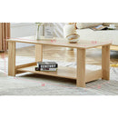 A modern and practical log colored textured coffee table,tea table. The double-layer coffee table is made of MDF material. Suitable for living room 43.3"x21.6"x16.5"