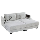 Modern Chaise Sofa With Adjustable Backrest, Cup Holders, Phone Holder & Storage Compartments For Living Room