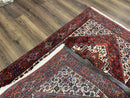 Fine Persian Bidjar Rug 3x5, Geometric Medallion Oriental Bijar Carpet 3 x 5 ft, Ruby Red and Cream, Hand Knotted Wool Rug, Semi Antique Tribal Rug, Nice