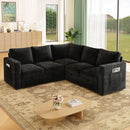 Black 83Inch Deluxe Sleeper Sectional Sofa With Storage