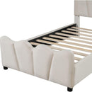 Twin Size Upholstered Platform Bed Velvet Upholstered Bed, Beige
