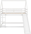 Twin Over Twin House Bunk Bed With Slide Solid Wood