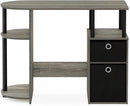 Jaya Simplistic Computer Desk CPU Shelf Oak Grey Black
