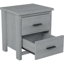 4-Pieces Bedroom Sets Queen Size Vintage Wooden Bed Frame with 2 Nightstands and 1 Dresser,Light Gray