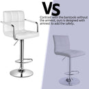 White PU Leather Adjustable Swivel Bar Stools Set of 2