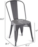 Dark Grey Metal Dining Chairs Set Of Four Durable X Bar Design