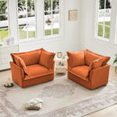 Set of 2 Slipcovered Armchairs,Deep Seat Accent Chair Set for Living Room, Reading Room, Bedroom and Working Spaces,Armchair Sets with Large Soft Pillows,Chenille Fabric,Orange