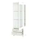 Modern Upholstered Glass Display Cabinet with Adjustable LED Light in White, 71'' Tall