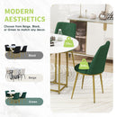 TOPMAX Space-Saving 5-Piece Extendable Kitchen Dining Table Set for Small Spaces - Round Faux Marble Top with Golden Frame, 4 Upholstered Chairs, Compact Foldable Design,White+Green