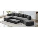 146.9" L-shaped Sofa Sectional Sofa Couch Pull-out Sofa Bed with a Movable Storage Ottoman, a Storage Chaise Lounge and Two USB Ports for Living Room, Grey