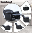 Black Recliner Chair Set of 2 With Overstuffed Cushions