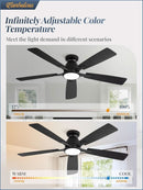 52 Inch Ceiling Fan With Lights Remote App Control