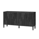 U_Style 59.8' 4-Door Sideboard,Hidden Handle,Distinctive Solid Ash Veneer Buffet with Storage, Farmhouse Sideboard TV Stand for Living Room, Hallway, Dining, Wood Office Credenza(Black)