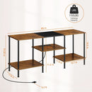 Rustic Brown 50 Inch TV Stand With Power Outlets And Shelf