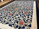 Antique Chinese Peking Rug 10x14, Beige Black, Handmade Wool Art Deco Carpet