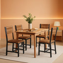 Dining Chair Set of 4 Rustic Brown Chairs With Metal Frame