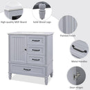 30' Bathroom Vanity with Sink, Bathroom Cabinet with A Door, Three Drawers, Solid Wood Legs & MDF Board, Adiustable Foot Pads, Grey (Other Color: N725P195409K)
