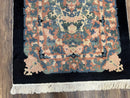 Chinese Art Deco Rug 3x5, Black and Beige Chinese Carpet 3 x 5, Vintage Rug, 1950s Rug, Floral Rug, Handmade Rug, Art Deco Rug, Wool Rug