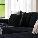 104 Inch Black Corduroy L Shaped Sectional Sofa Deep Set Upholstered Modular Couch No Assembly