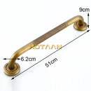 Decorative brass bathroom safety grab bar with rope detail for toilet