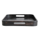 Decorative Mango Wood Tray with Handles, Black