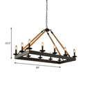 DecorBites™ 10-Head Rope Hanging Island Light: Industrial Metal Lamp in Black with Candle Design