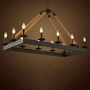 DecorBites™ 10-Head Rope Hanging Island Light: Industrial Metal Lamp in Black with Candle Design
