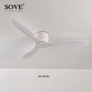 Modern white dc ceiling fan with remote control bedroom light wood