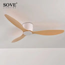 Modern white dc ceiling fan with remote control bedroom light wood