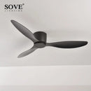 Modern white dc ceiling fan with remote control bedroom light wood