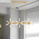 Modern black starburst linear acrylic shade chandelier dining room