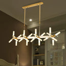 Modern black starburst linear acrylic shade chandelier dining room