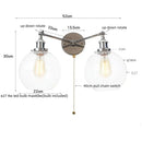 Modern chrome double glass led wall lamps bedroom sconce light fixtures