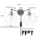 Modern chrome double glass led wall lamps bedroom sconce light fixtures