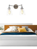 Modern chrome double glass led wall lamps bedroom sconce light fixtures