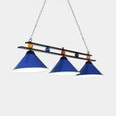 DecorBites™ 3-Head Conical Metallic Billiard Light - Indoor Island Lighting Fixture in Black/Red/Blue