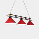 DecorBites™ 3-Head Conical Metallic Billiard Light - Indoor Island Lighting Fixture in Black/Red/Blue
