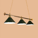 DecorBites™ 3-Head Conical Metallic Billiard Light - Indoor Island Lighting Fixture in Black/Red/Blue