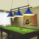 DecorBites™ 3-Head Conical Metallic Billiard Light - Indoor Island Lighting Fixture in Black/Red/Blue
