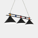 DecorBites™ 3-Head Conical Metallic Billiard Light - Indoor Island Lighting Fixture in Black/Red/Blue