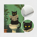 Black Cat Bathroom Wall Art Set