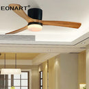 Modern white & black wooden ceiling fan living room light