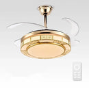 Modern geometric gold led ceiling fan – living room dimmable light