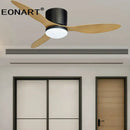 Modern black & white ceiling fan with led light & remote control bedroom