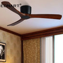 Modern black & white wooden led dc ceiling fan bedroom light