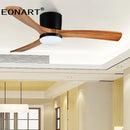 Modern black & white wooden led dc ceiling fan bedroom light