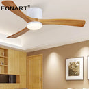 Modern black & white wooden led dc ceiling fan bedroom light